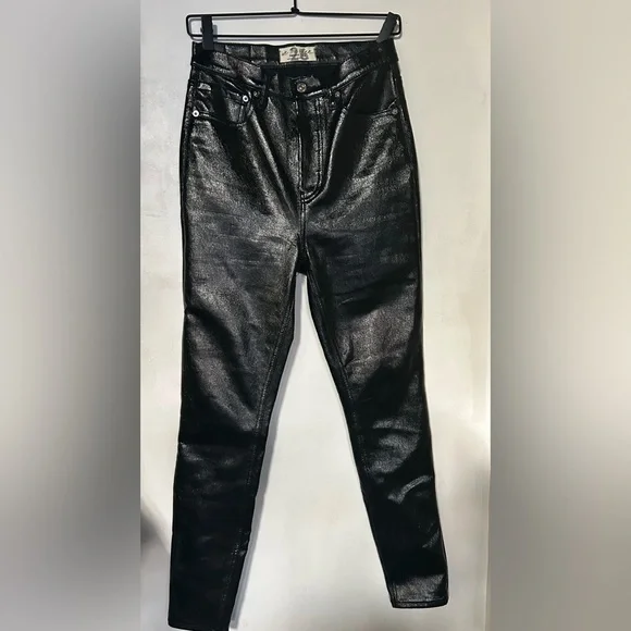 We the Free Phoenix Coated Skinny Jeans in Liquid Black SZ 25 - Picture 5 of 11